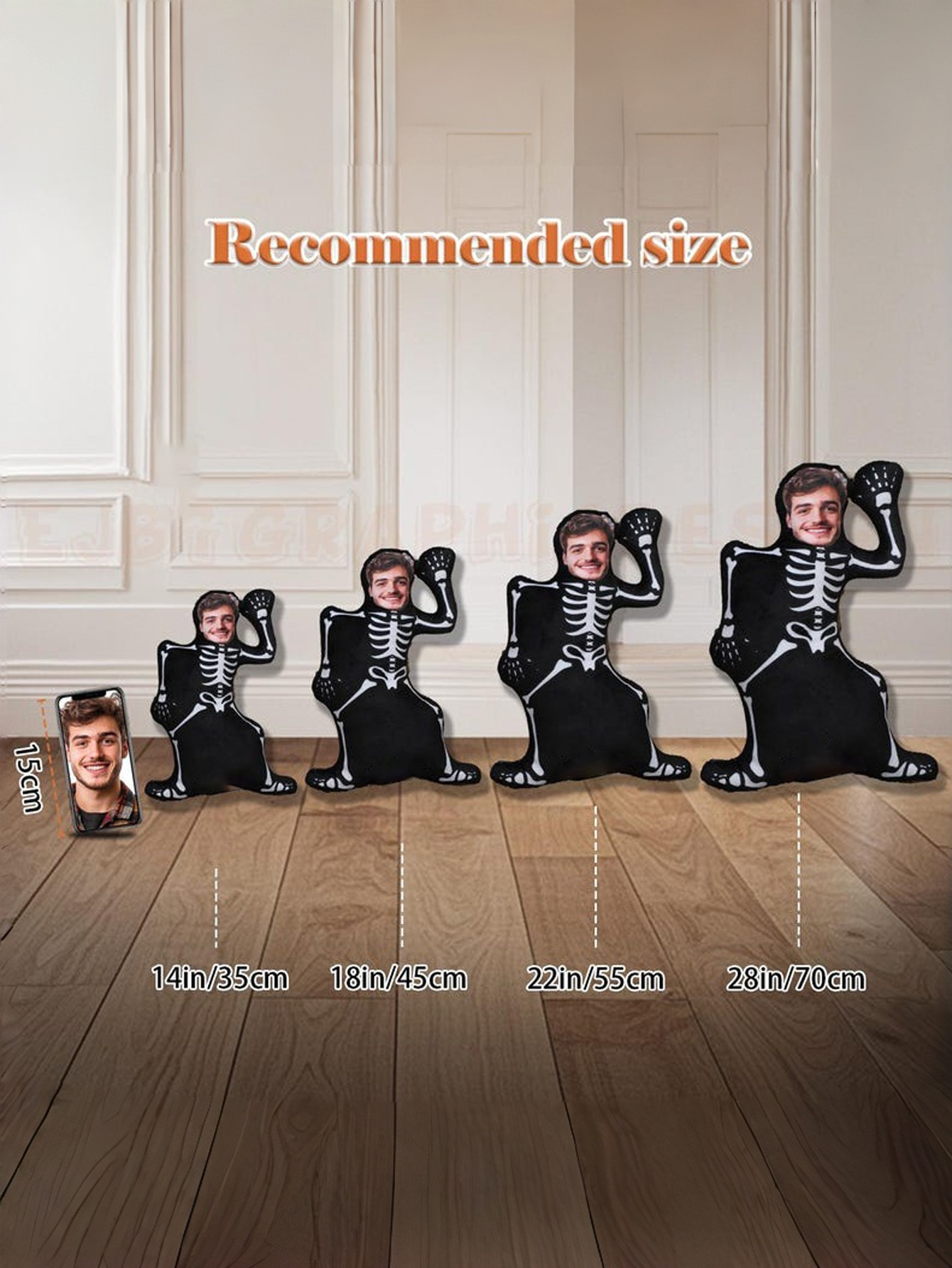 Custom Halloween Skeleton Photo Pillow